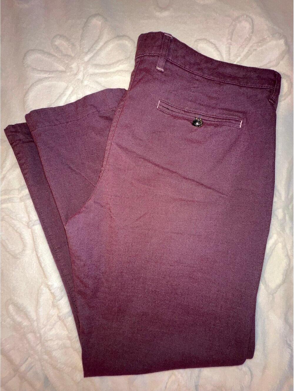 mens ted baker chino plum twill flat front casual pants sz 40r straight leg EUC